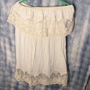Hot & Delicious Cream Lace Off-Shoulder Blouse